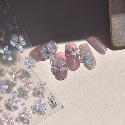 TOMONI Japanese-Style Jelly Four-Petal Flower Nail Art Stickers