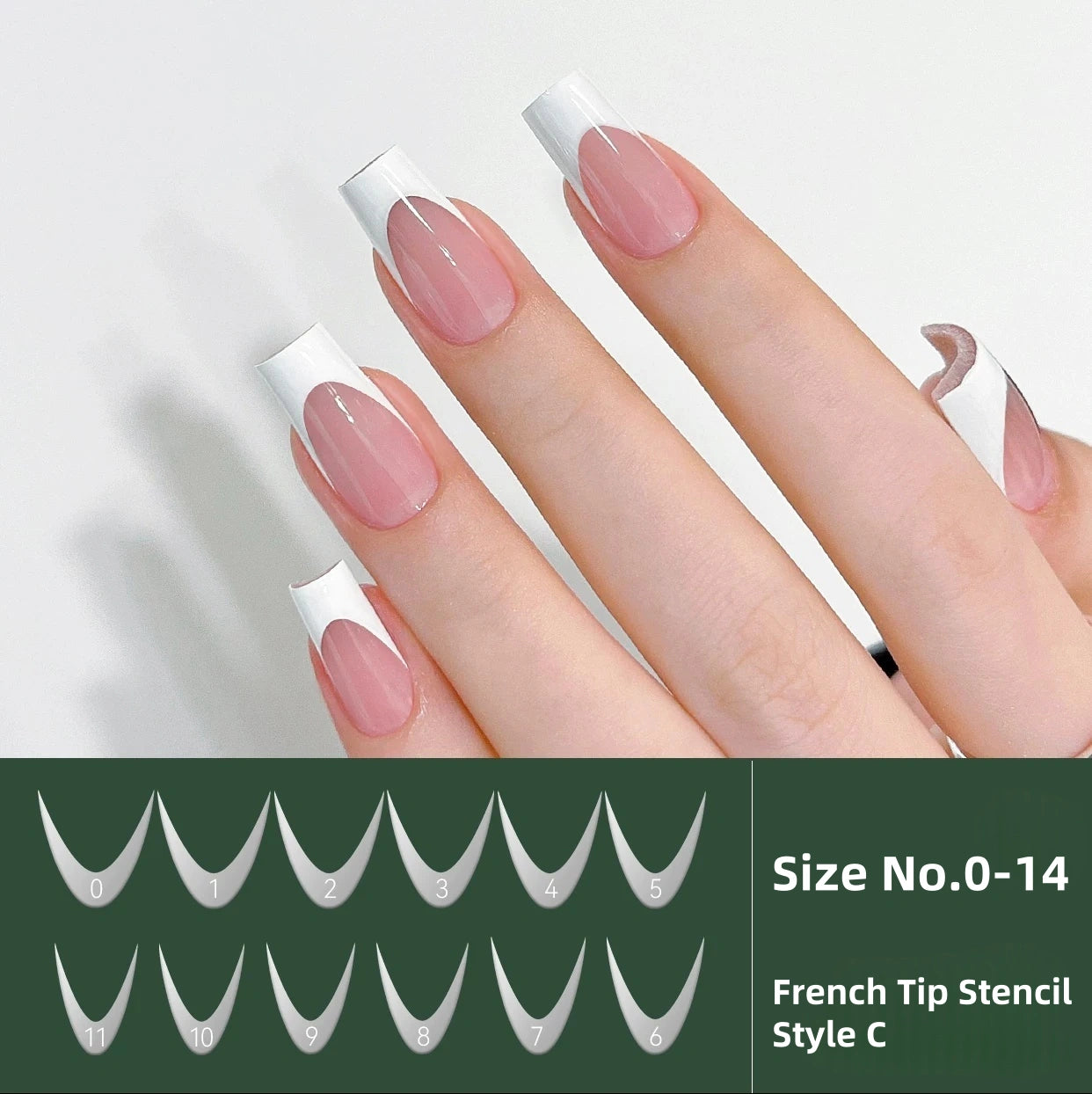 Moding Reusable French Tip Stencil Style C (For Nail Extension Mold)