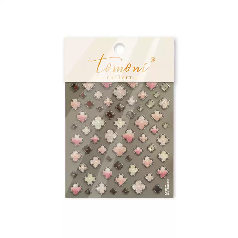 TOMONI Pink Four-Leaf Clover Nail Art Stickers