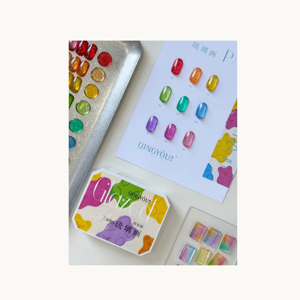 Qingyou Cube Glass Jelly Painting Gel Palette