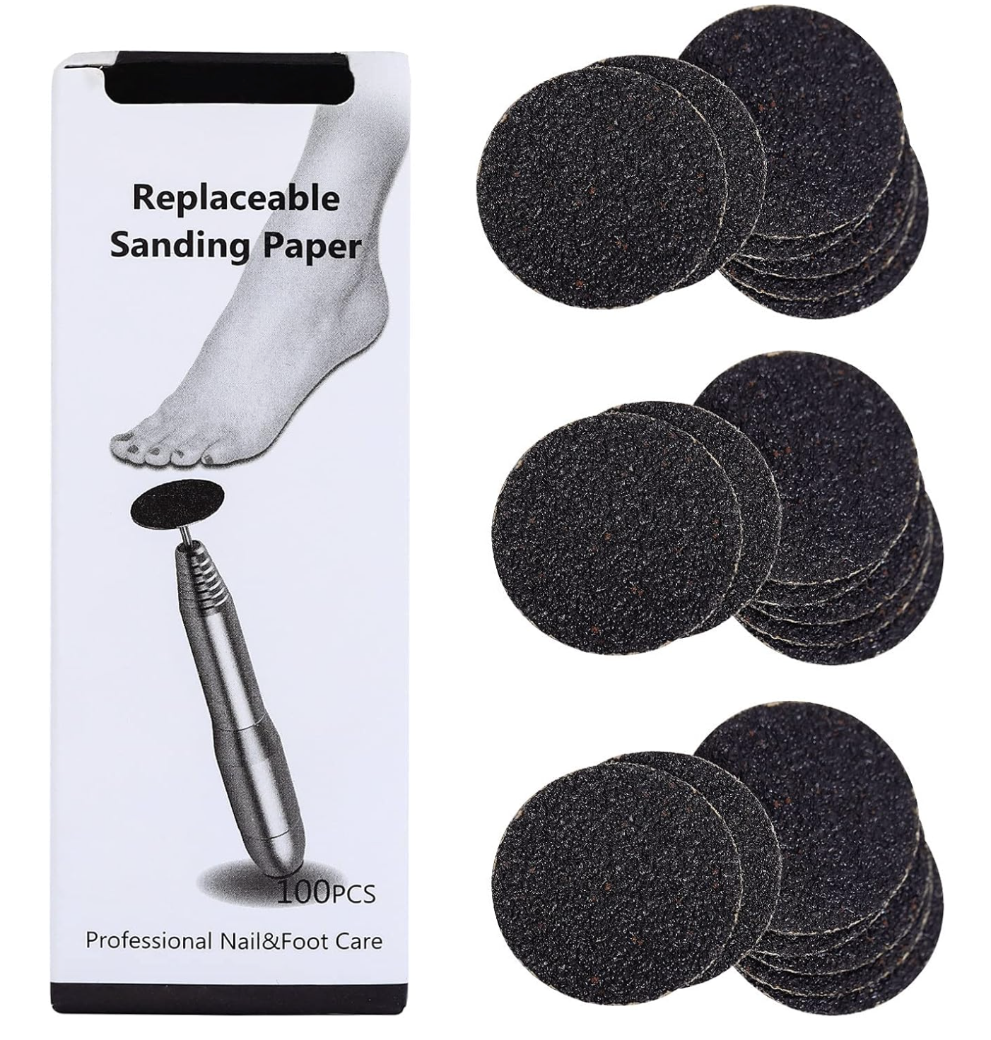 100 PCS Replacement Sandpaper Discs for Foot File Ø35mm