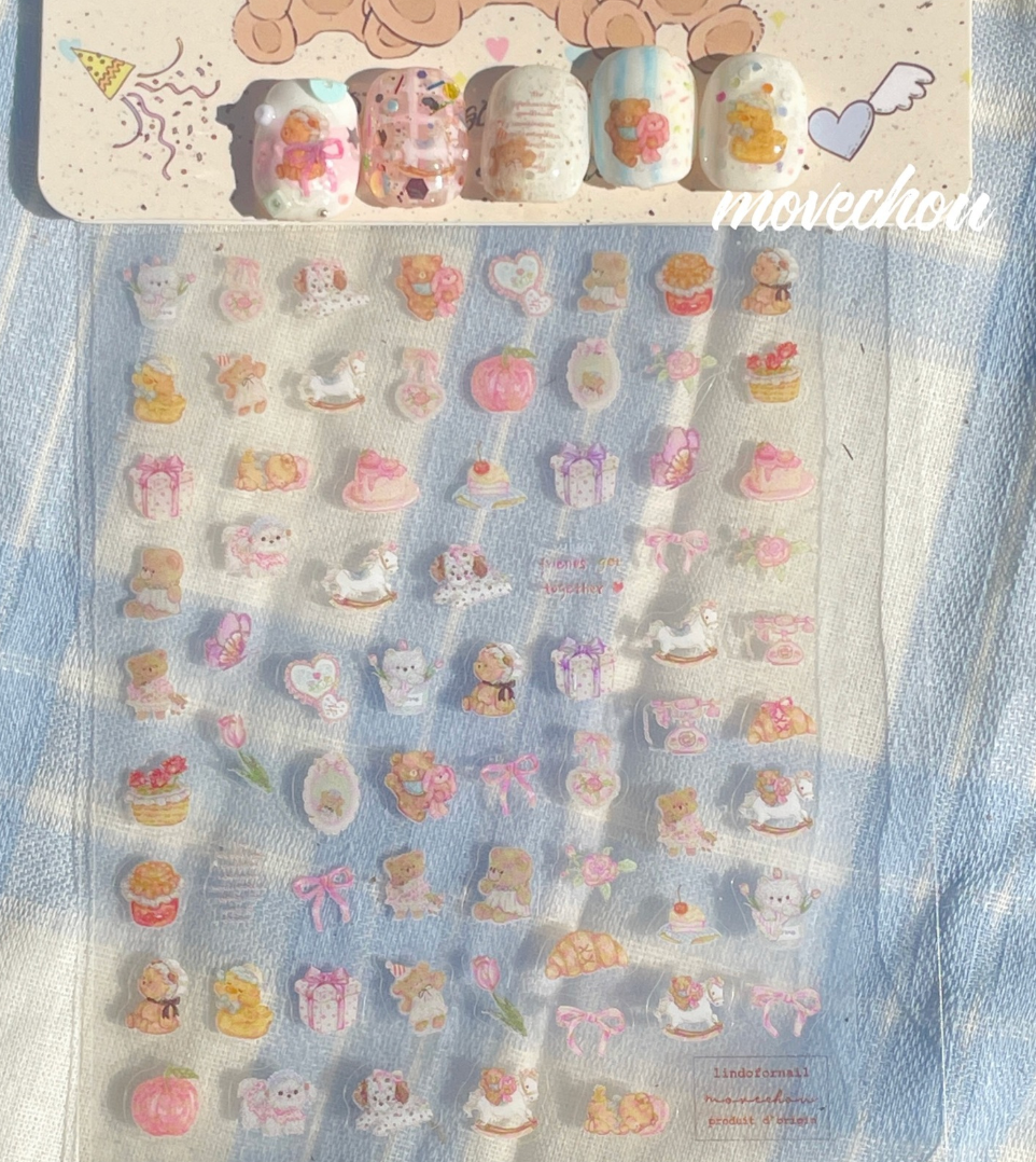 Showa Retro Critters Nail Stickers