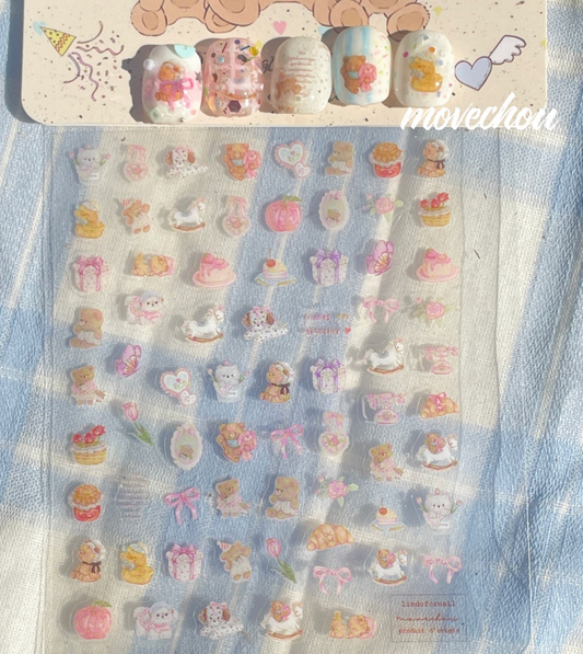Showa Retro Critters Nail Stickers