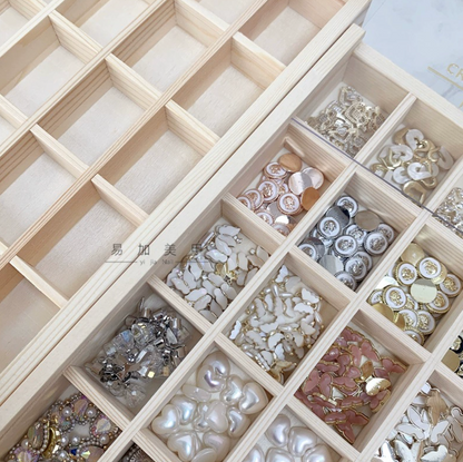 Wooden Nail Decoration Organizer Box