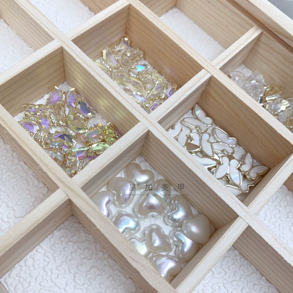 Wooden Nail Decoration Organizer Box
