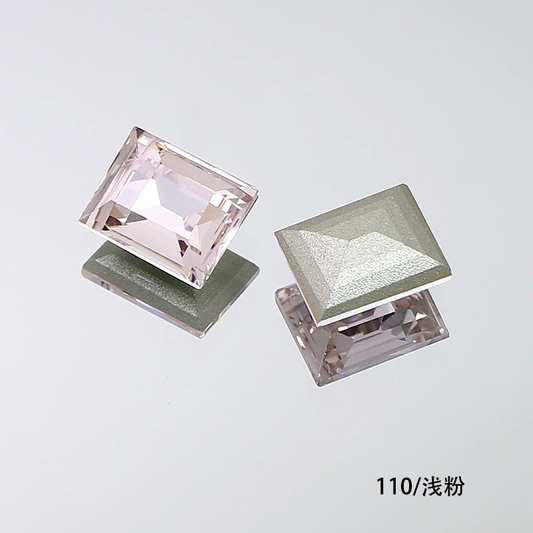Nail Art Rhinestone Rectangle 10mmx8mm Light Pink (2pcs)