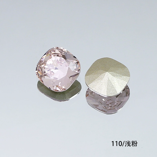 Nail Art Rhinestone Rounded Square 10mmx10mm Light Pink (2pcs)