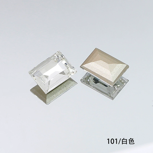 Nail Art Rhinestone Rectangle 10mmx8mm White (2pcs)