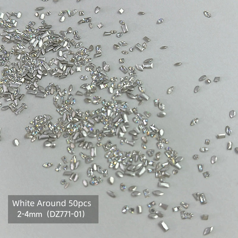 Mixed Shape Rhinestone White 2-4mm