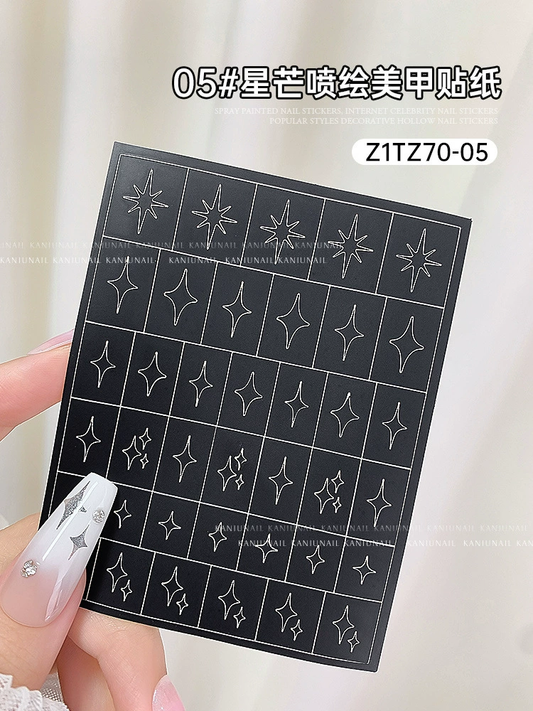 Autocollants pour ongles joyeux à l'aérographe n° 04 Étoile à quatre branches