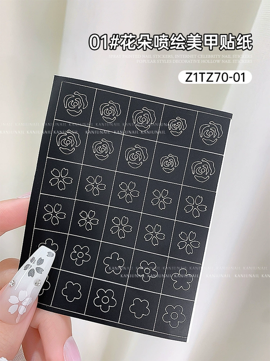 Joyful Airbrush Nail Stickers #01 Flower