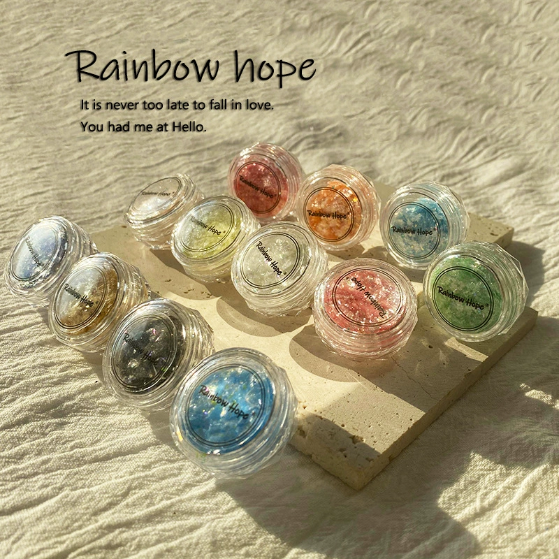 Opalescent Aurora Powder with Iridescent Sparkles Nail Decorations