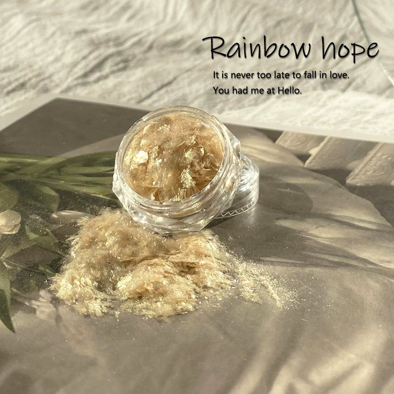 Opalescent Aurora Powder with Iridescent Sparkles Nail Decorations
