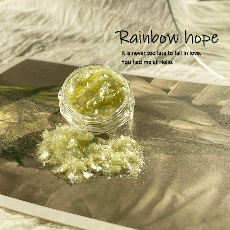 Opalescent Aurora Powder with Iridescent Sparkles Nail Decorations