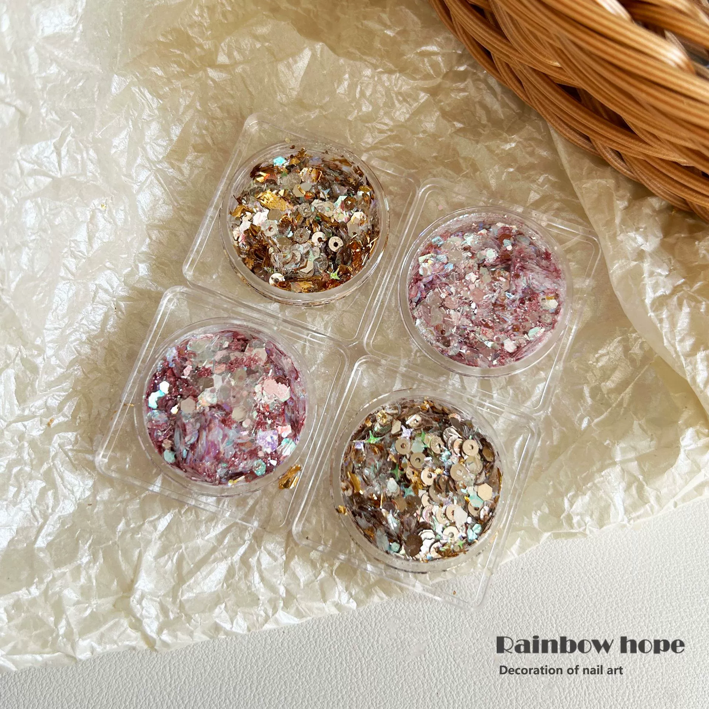 Iridescent Foil Glitter Flakes Nail Decorations