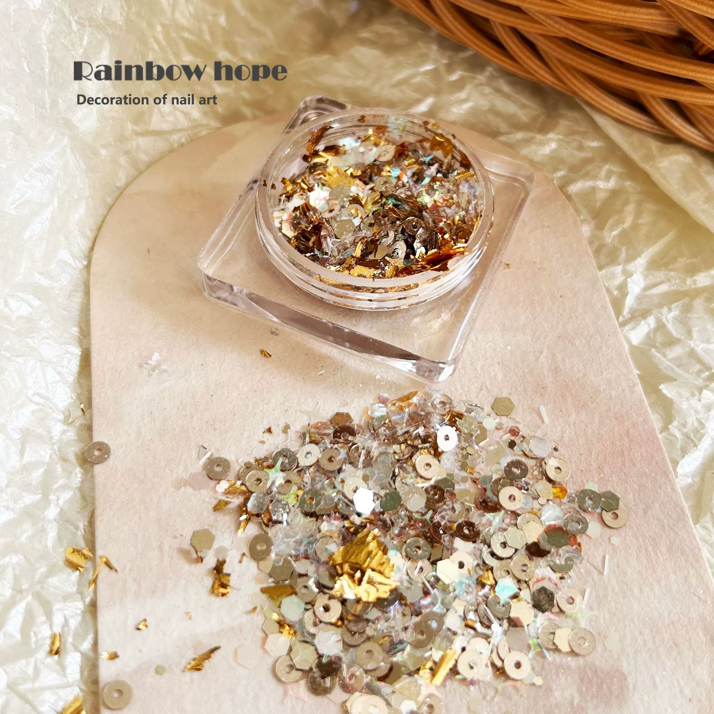 Iridescent Foil Glitter Flakes Nail Decorations