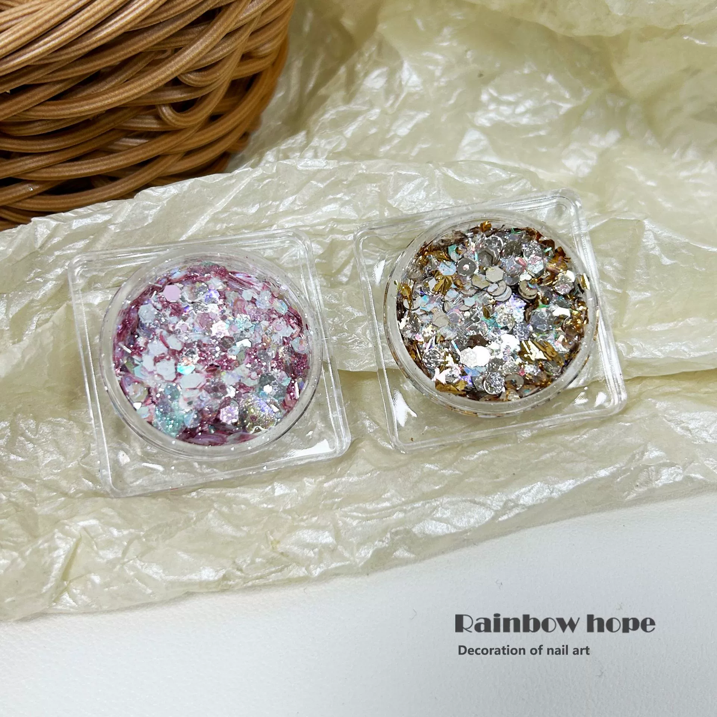 Iridescent Foil Glitter Flakes Nail Decorations