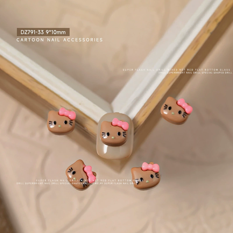 Hello Kitty marron avec nœud papillon rose