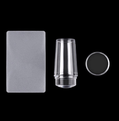 Tampon en silicone transparent pour nail art avec grattoir