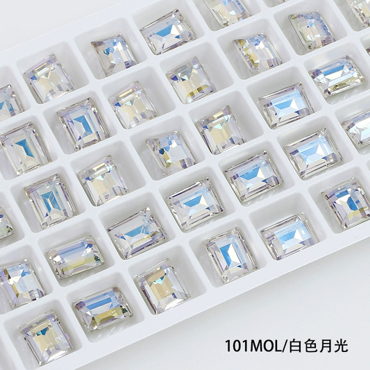 Nail Art Rhinestone Rectangle 8mmx6mm Crystal Moonlight (2pcs)