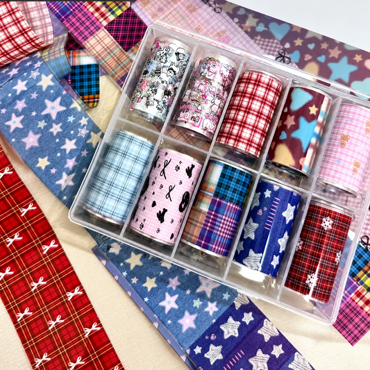 Japanese Preppy Nail Cartoon Designs Transfer Foil Set