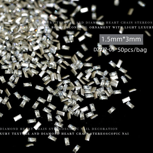 Rectangle Shape Rhinestone White 1.5*3mm