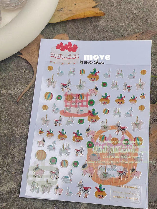 Nail Sticker- Mr Bear and Circus