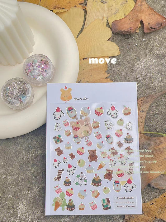 Nail Sticker- Mr Bear and Cupcake