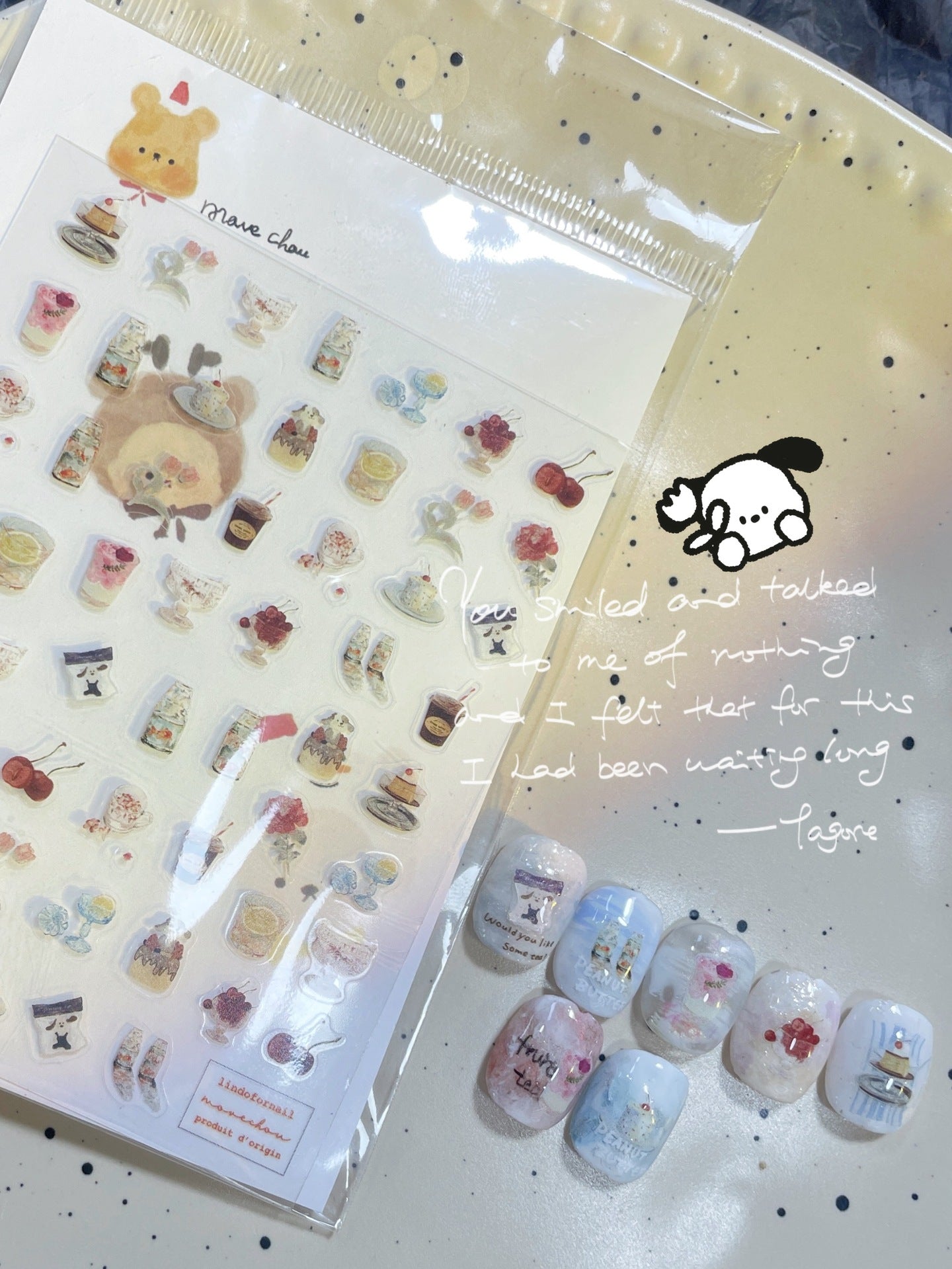 Nail Sticker- Mr Bear and Dessert
