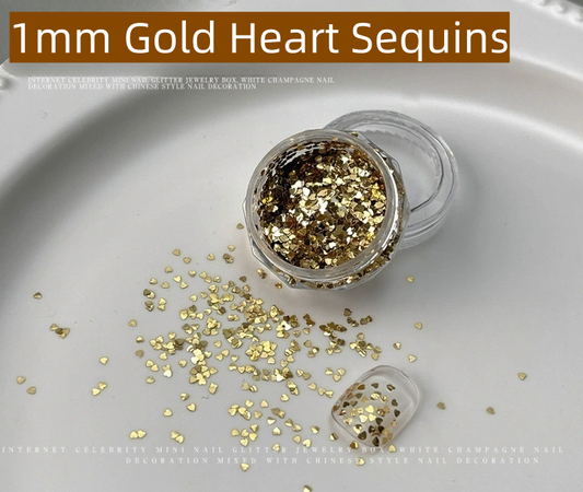 1mm Iridescent Gold Heart Nail Sequins [YH383-05]