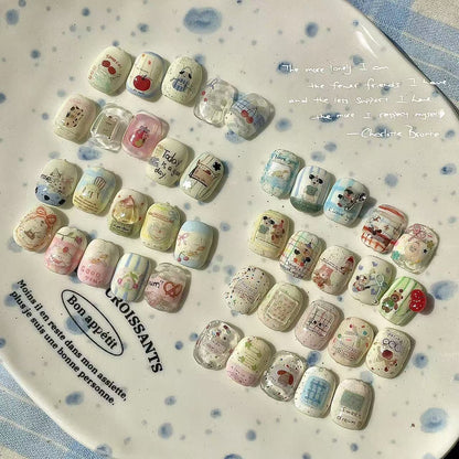 Hand-Drawn Fuzzy Childhood-Inspired Nail Stickers