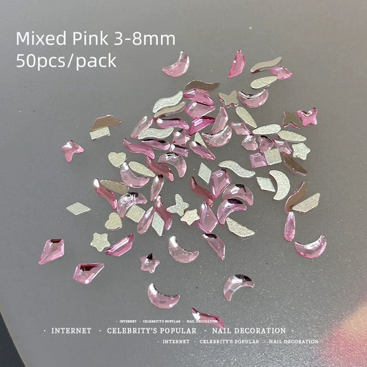Strass de formes mixtes roses 3-8 mm