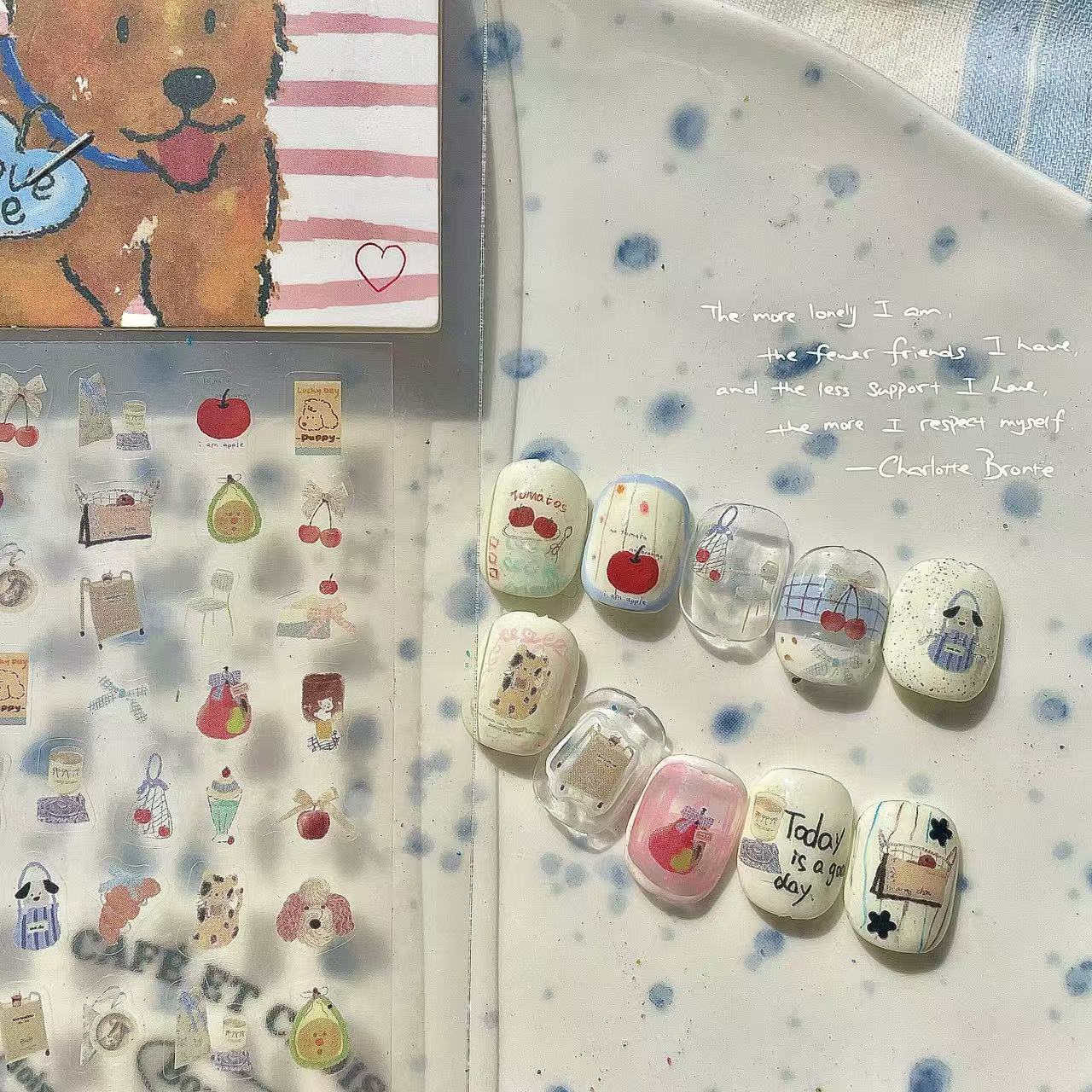 Hand-Drawn Fuzzy Childhood-Inspired Nail Stickers