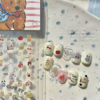 Hand-Drawn Fuzzy Childhood-Inspired Nail Stickers