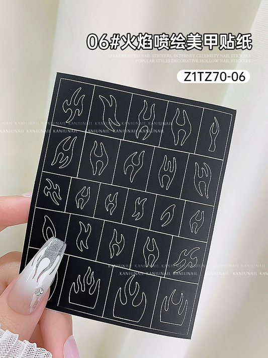 Autocollants pour ongles joyeux à l'aérographe n° 06 Flamme
