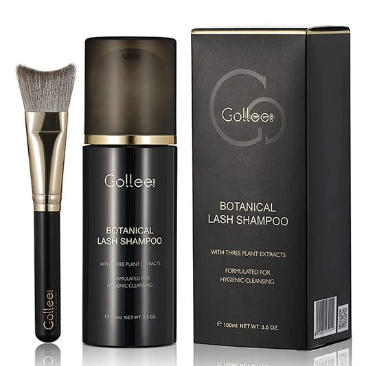 Shampooing mousse pour extensions de cils Gollee avec kit de brosse