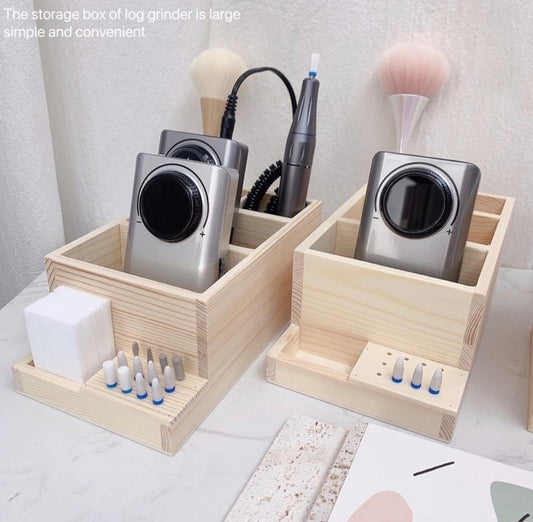 Forets à ongles en bois à double couche et rangement pour stylos d'art