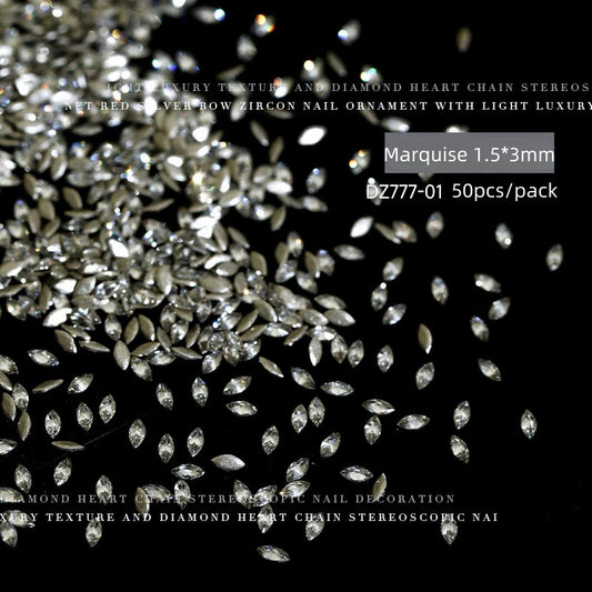 Strass marquise blanc 1,5 x 3 mm
