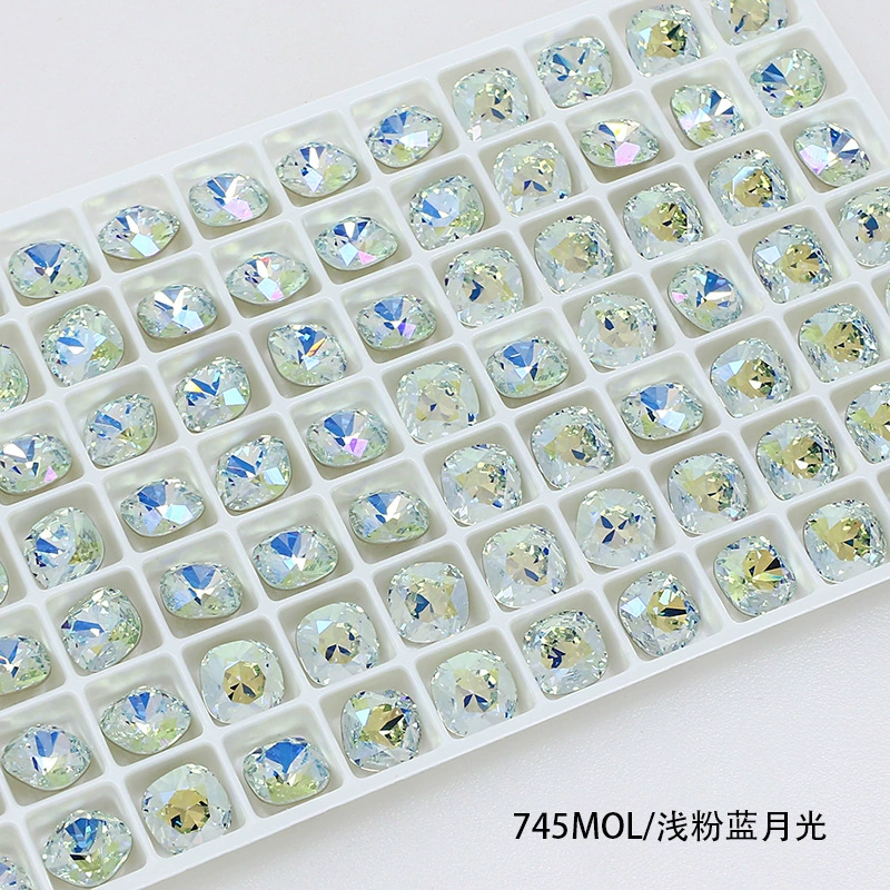 Nail Art Rhinestone Rounded Square 8mmx8mm Moonlight (2pcs)