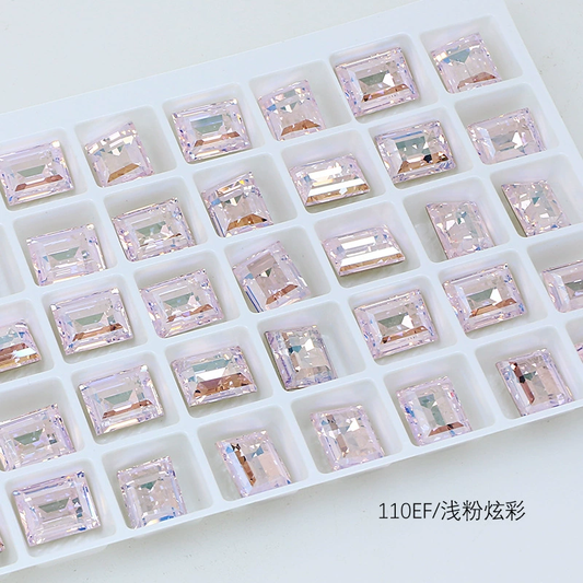 Nail Art Rhinestone Rectangle 8mmx6mm Light Pink (2pcs)