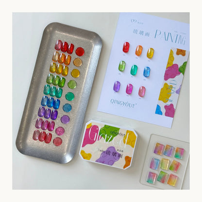Qingyou Cube Glass Jelly Painting Gel Palette