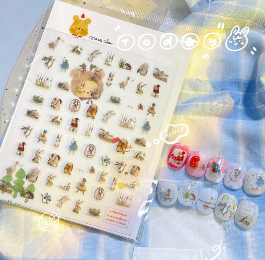Nail Sticker- Mr Bear and Rabbit