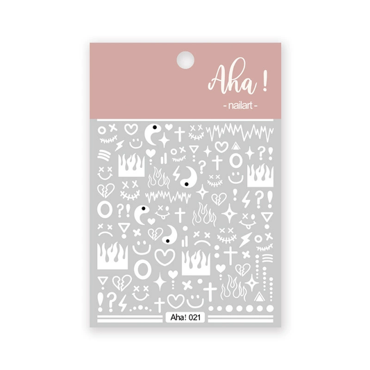Autocollant pour ongles Aha 021 Blanc