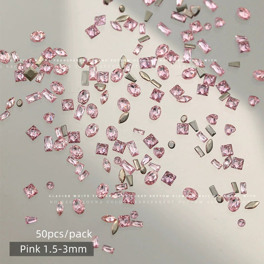 Strass de formes mixtes rose scintillant 1,5-3 mm