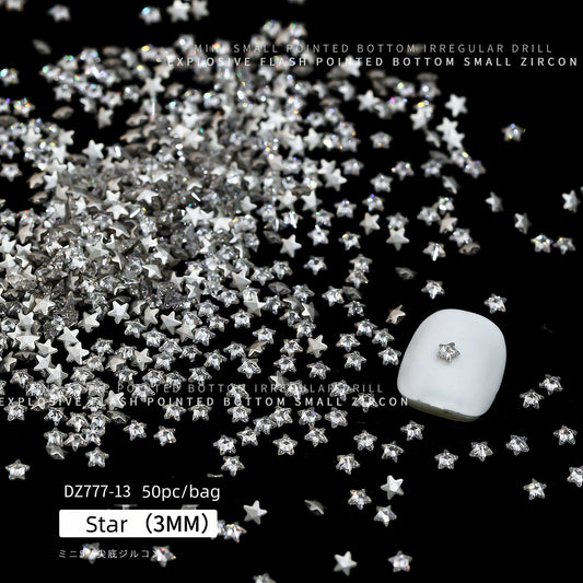 Strass étoile blanc 3 mm