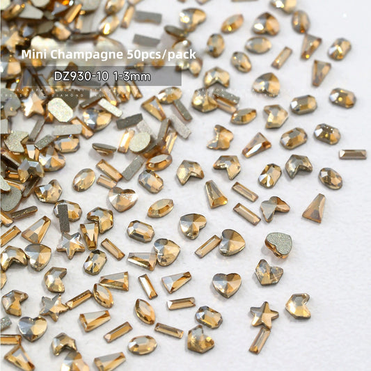 Mini strass mixtes champagne 1-3 mm