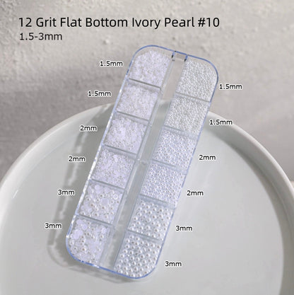 Perles à fond plat de tailles mixtes, grain 12, pour décoration d'ongles